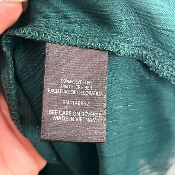 Torrid Green Semi Sheer Fairy Green Bell Sleeve V Neck Tassel Shimmer Top Sz 5X - Picture 9 of 15
